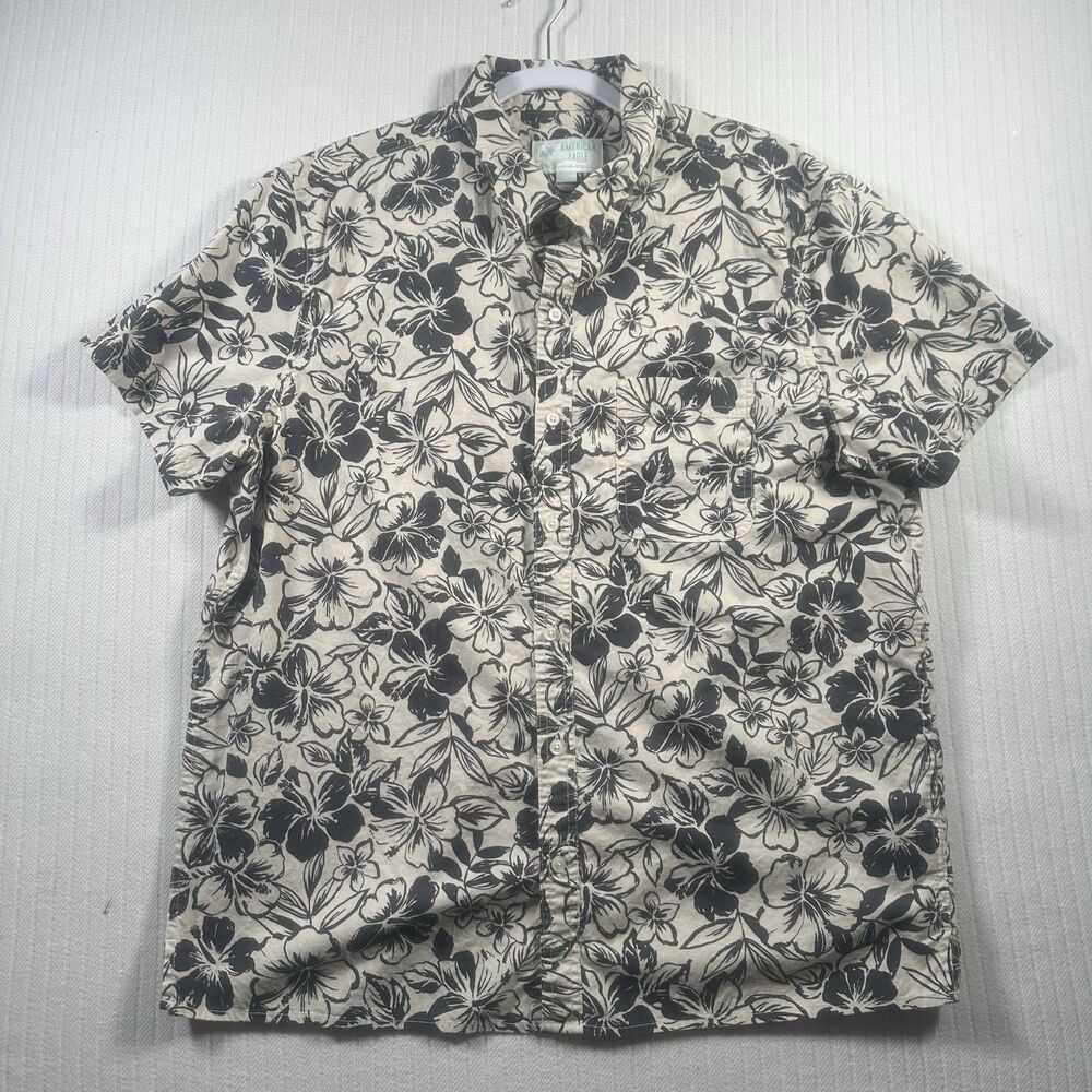 American Eagle Men’s XL Hawaiian Floral Aloha Shirt Short Sleeve Button U